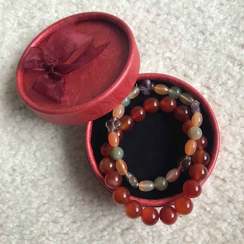 Colorful Beaded Bracelet Set with Gift Box – Natural Stone Design